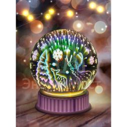 Светильник Шар ENGDS-14 с внутренней проекцией &amp;quot;Новогодний лес&amp;quot; 3хAAA IP20 Эра Б0051950