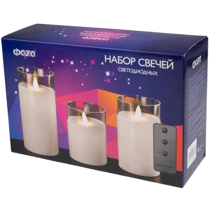 Свеча декоративная CL7-SET3-wh (компл. 3-х свечей бел.) ФАZА 5018853