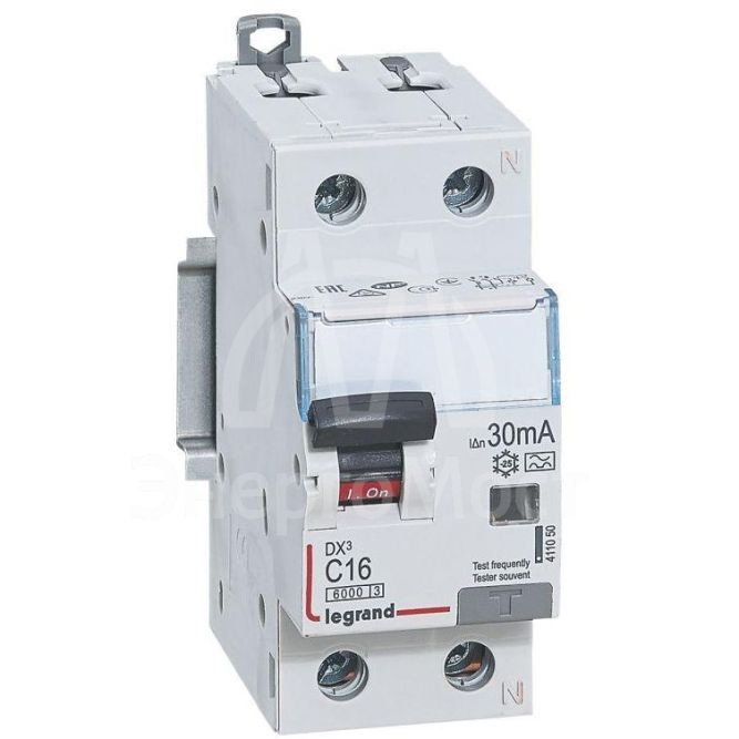 Выключатель автоматический дифференциального тока 2п (1P+N) C 16А 30мА тип A 6кА DX3 2мод. Leg 411050