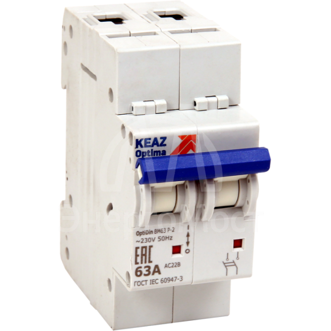 Выключатель нагрузки модульный 2п 63А OptiDin BM63Р УХЛ3 КЭАЗ 103894