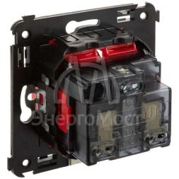 Розетка 1-м СП 2мод. Avanti &amp;quot;Красный квадрат&amp;quot; 16А IP20 2P+E защ. шторки красн. DKC 4401003