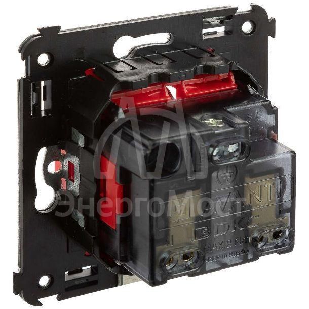 Розетка 1-м СП 2мод. Avanti &amp;quot;Красный квадрат&amp;quot; 16А IP20 2P+E защ. шторки красн. DKC 4401003