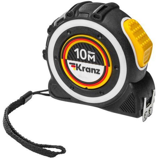 Рулетка Selbstfixierung 10мх25мм магнитный двухсторон. зацеп; двухсторон. шкала; автоматическая фиксация нейлон Kranz KR-12-9024