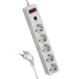 Удлинитель с сетевым фильтром 5х3м с заземл. 10А IP20 2.2кВт с предохранителем 3х0.75 2 USB разъема 2.1А 5В индикатор сети бел. КОСМОС FKsm3m-5g(W)USB