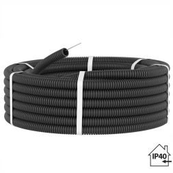 Труба гофрированная ПНД d40мм с протяжкой черн. (уп.15м) TOKOV ELECTRIC TKE-PND40-BL-15