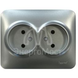 Розетка 2-м Karina Life без заземл. ПБТ мат. серебро LEZARD 708-4300-128B