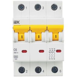 Выключатель автоматический модульный 3п C 6А 6кА ВА47-60M IEK MVA31-3-006-C