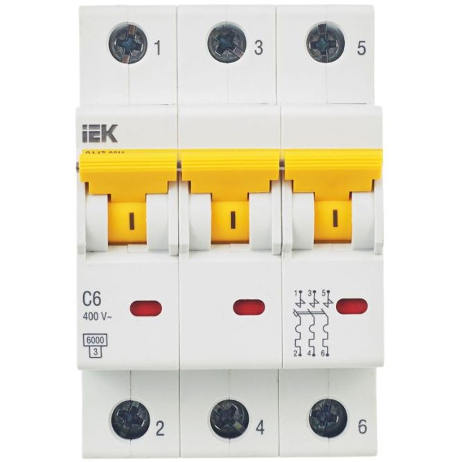 Выключатель автоматический модульный 3п C 6А 6кА ВА47-60M IEK MVA31-3-006-C