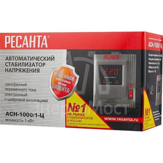 Стабилизатор напряжения АСН-1000/1-Ц 1ф 1кВт IP20 релейный Ресанта 63/6/2