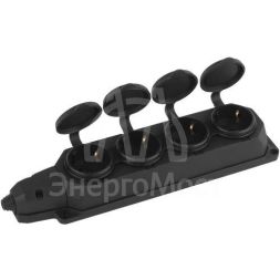 Колодка каучуковая 4-м с заземл. 16А IP44 черн. ЭРА Б0044546