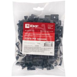 Площадка под хомуты (22х16) с монтажным отверстием М4 черн. (уп.100шт) PROxima EKF pmo-22-16-b