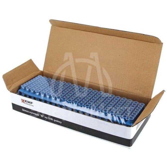 Шина нулевая N 6х9 10 отвер. латунь син. нейлоновый корпус комбинированный PROxima EKF sn0-63-10-dn