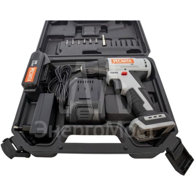 Дрель-шуруповерт аккумуляторная Ресанта ДА-20-2ЛК-Б (2,0 А/ч) (бесщеточный двигатель)