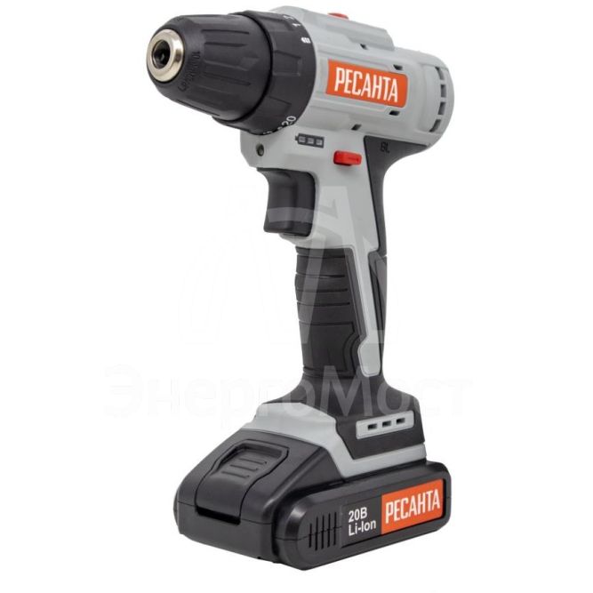 Дрель-шуруповерт аккумуляторная Ресанта ДА-20-2ЛК-Б (2,0 А/ч) (бесщеточный двигатель)