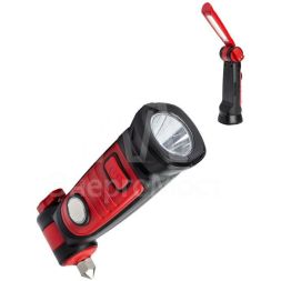 Фонарь-светильник аккумуляторный 2Вт LED+5Вт COB LED Li-ion 18650 1200мА.ч корпус ABS-пластик USB-шнур магнит на корпусе стропорез для авторемней аварийный молоток КОСМОС KOC706Lit