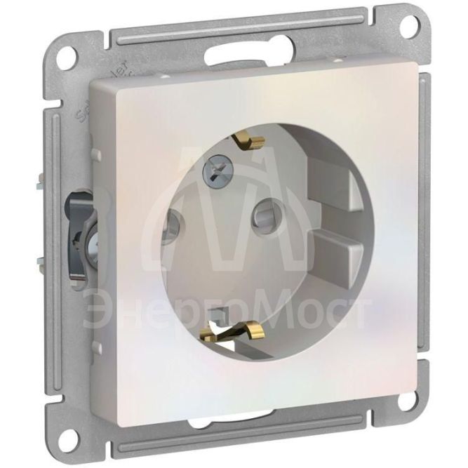 Механизм розетки 1-м СП AtlasDesign 16А с заземл. защ. шторки жемчуг SchE ATN000445