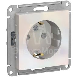 Механизм розетки 1-м СП AtlasDesign 16А с заземл. защ. шторки жемчуг SchE ATN000445