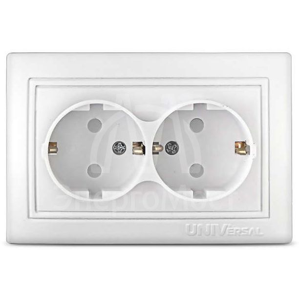 Розетка 2-м СП Севиль защ. шторки с заземл. бел. UNIVersal С0050