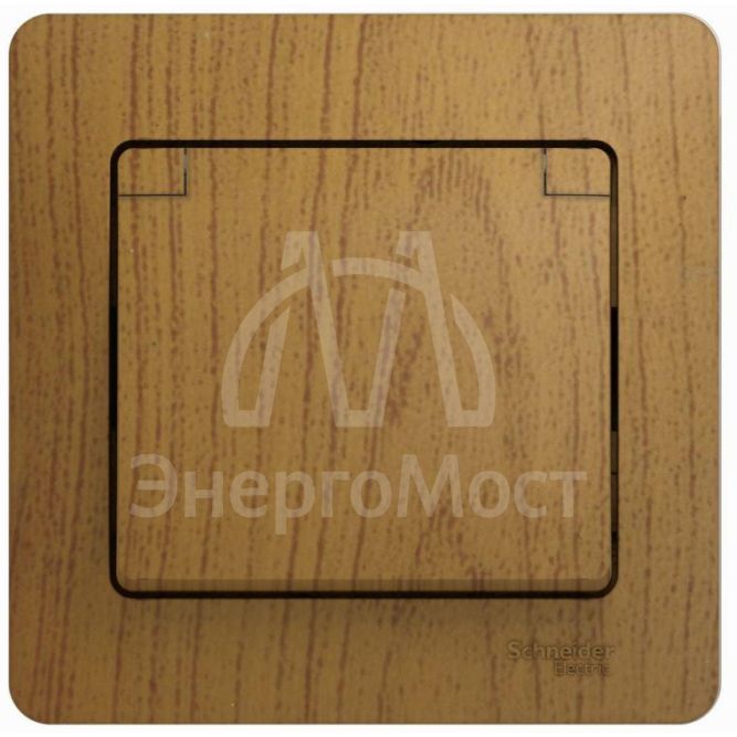 Розетка 1-м СП Glossa 16А с защ. крышкой защ. шторки с заземл. в сборе дер. дуб SchE GSL000546