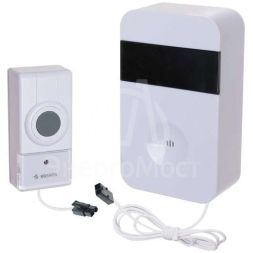 Звонок проводной полиф. 15 мелодий 1 кноп. IP44 бел. (кнопка соединяется кабелем 2м с базой) Космос KOC_AG513C