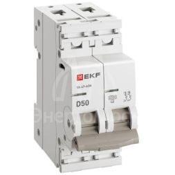 Выключатель автоматический 2п D 50А 4.5кА ВА 47-63N PROxima EKF M634250D