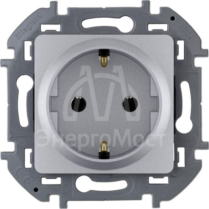 Розетка 1-м СП Inspiria 16А IP20 2P+E немецк. стандарт алюм. Leg 673722