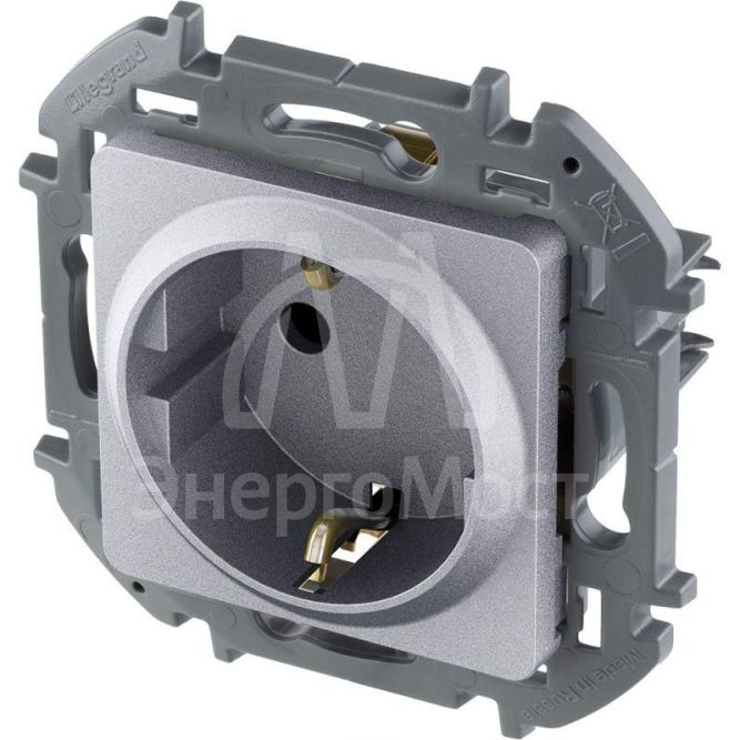 Розетка 1-м СП Inspiria 16А IP20 2P+E немецк. стандарт алюм. Leg 673722