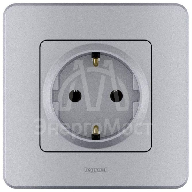 Розетка 1-м СП Inspiria 16А IP20 2P+E немецк. стандарт алюм. Leg 673722