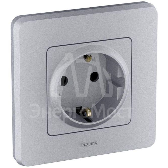 Розетка 1-м СП Inspiria 16А IP20 2P+E немецк. стандарт алюм. Leg 673722