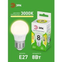 Лампа светодиодная GREEN LINE P45-8W-830-E27 GL 8Вт шар 3000К свет тепл. E27 Эра Б0067023