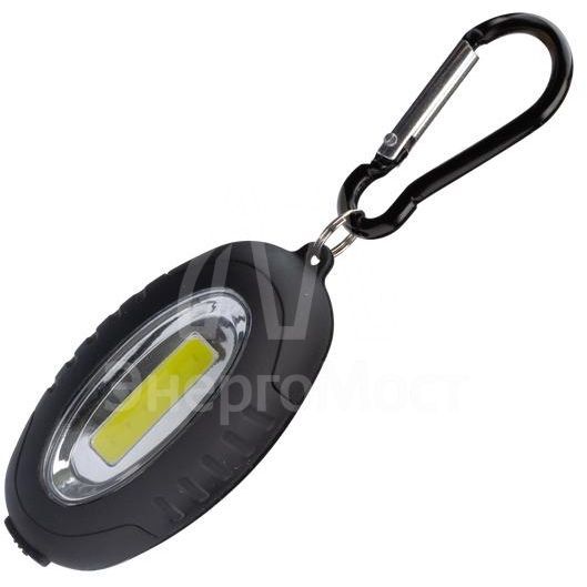 Фонарь брелок 0.5ВтCOBLED 2xCR2032 в комплектe корпус ABS-пластик c каучук напыл магнит карабин КОСМОС KOC201B