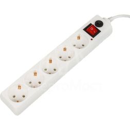 Удлинитель с сетевым фильтром 5х1.8м с заземл. 10А IP20 500SH-1.8-W CCA 3х0.75 бел. BURO 992284