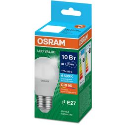 Лампа светодиодная LED G4 Value LVCLP75 10W/965 CRI95 10Вт 6500К 1000лм шар матов. E27 170-250В OSRAM 4058075579958