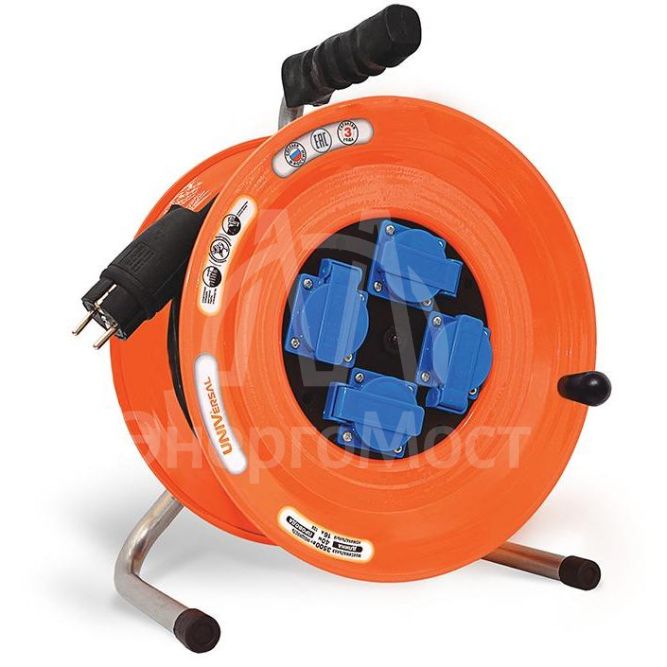 Удлинитель силовой на катушке 4х40м с заземл. 16А IP44 ВЕМ-259 термо КГ 3х1.5 с защ. крышкой UNIVersal 9632973