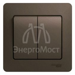 Выключатель 2-кл. СП Glossa 10А IP20 (сх. 5) 10AX в сборе шоколад. SchE GSL000852