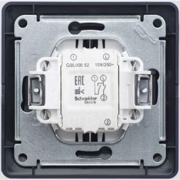 Выключатель 2-кл. СП Glossa 10А IP20 (сх. 5) 10AX в сборе шоколад. SchE GSL000852