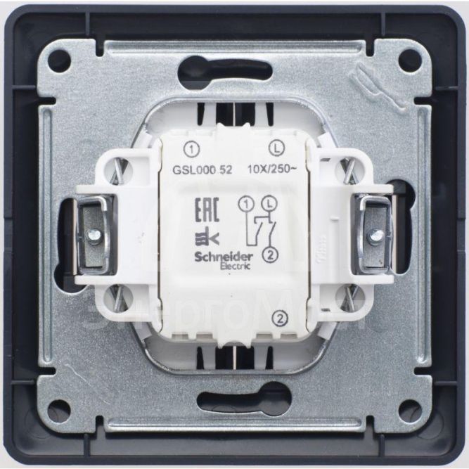 Выключатель 2-кл. СП Glossa 10А IP20 (сх. 5) 10AX в сборе шоколад. SchE GSL000852