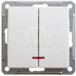 Механизм выключателя 2-кл. СП W59 16А IP20 с подсветкой бел. SchE VS516-251-1-86