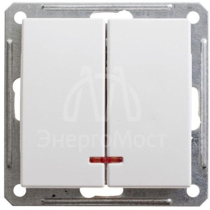 Механизм выключателя 2-кл. СП W59 16А IP20 с подсветкой бел. SchE VS516-251-1-86