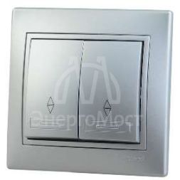 Выключатель проходной 2-кл. СП Мира 10А IP20 со вставкой сер. метал. LEZARD 701-1010-106
