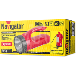 Фонарь-прожектор 71 599 NPT-SP17-ACCU кемпинг 1Вт+22LED 130лм АКБ 0.75А.ч Navigator 71599