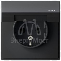 Розетка ArtGallery 16А IP44 с заземл. защ. шторки с крышкой механизм карбон SE GAL441046