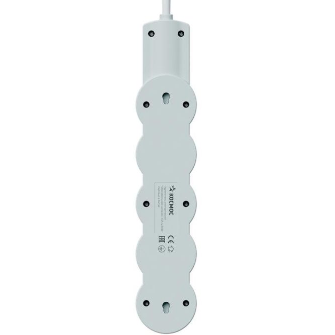 Удлинитель 3х5м с заземл. 10А IP20 USB 2500Вт 220В ПВС 3х1 с выкл. бел. КОСМОС YKsm5m4g-Z-VU10А-W