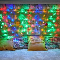 Гирлянда Сеть &amp;quot;НЕТ ЛАЙТ&amp;quot; 1х1.5м 96LED 6Вт 220В IP20 (с контроллером 8 программ) мульти.; черн. провод NEON-NIGHT 215-119-6