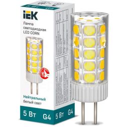 Лампа светодиодная CORN 5Вт капсула 4000К G4 12В керамика IEK LLE-CORN-5-012-40-G4