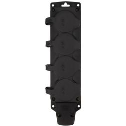 Колодка удлинителя 4-м с заземл. 16А IP54 влагозащ. с защ. крышкой COMPACT каучук черн. Rexant 111-224