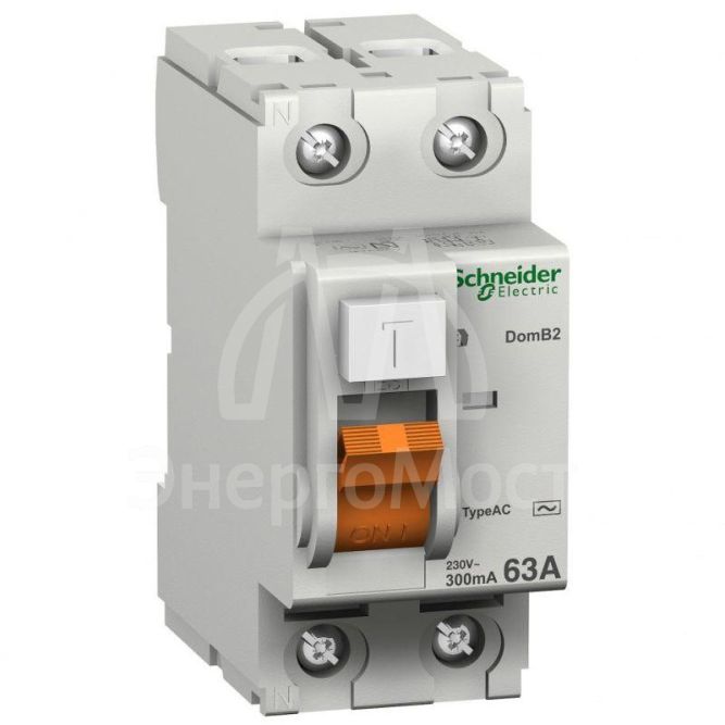 Выключатель дифференциального тока (УЗО) 2п 63А 30мА тип AC ВД63 Домовой SchE 11455