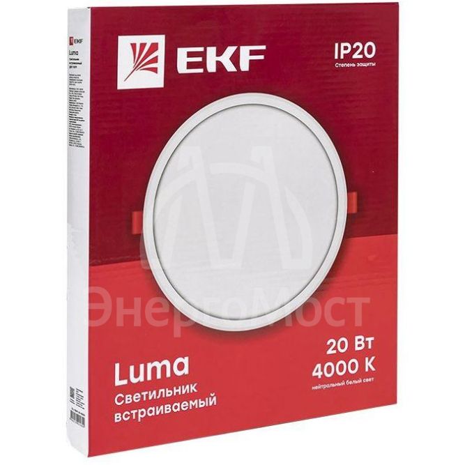 Светильник светодиодный ДВО 1010 20Вт 6500К IP20 встраив. Basic EKF DLL-1010-20-6500