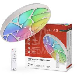 Светильник светодиодный COMFORT SHELL-RGB 75Вт 230В 3000-6500К 6000лм 495х85мм с пультом ДУ IN HOME 4690612044651