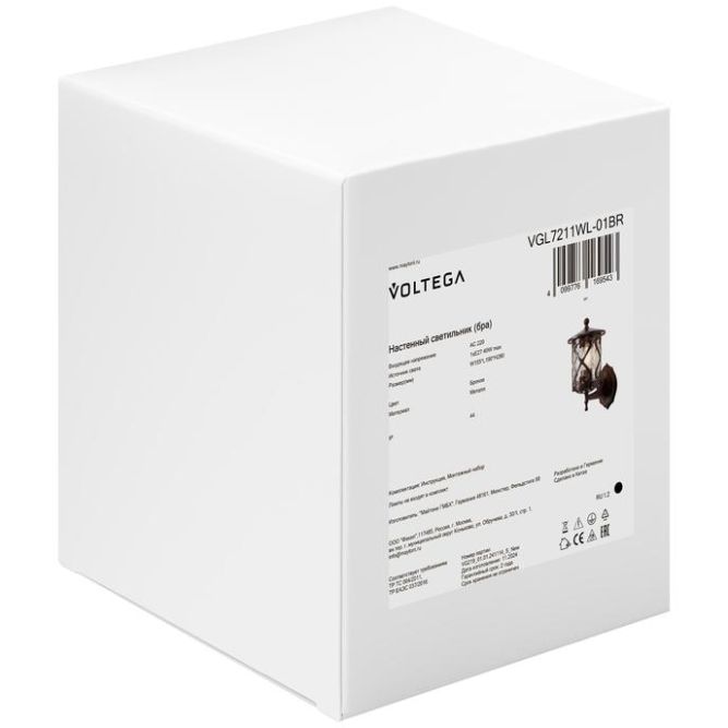 Светильник Mifi 1х40Вт E27 IP44 бра настен. Voltega VGL7211WL-01BR